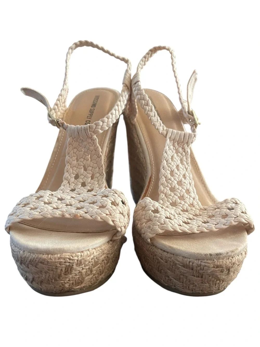 Mossimo beige woven platform Espadrille wedge sandals vacation Resortwear 8.5